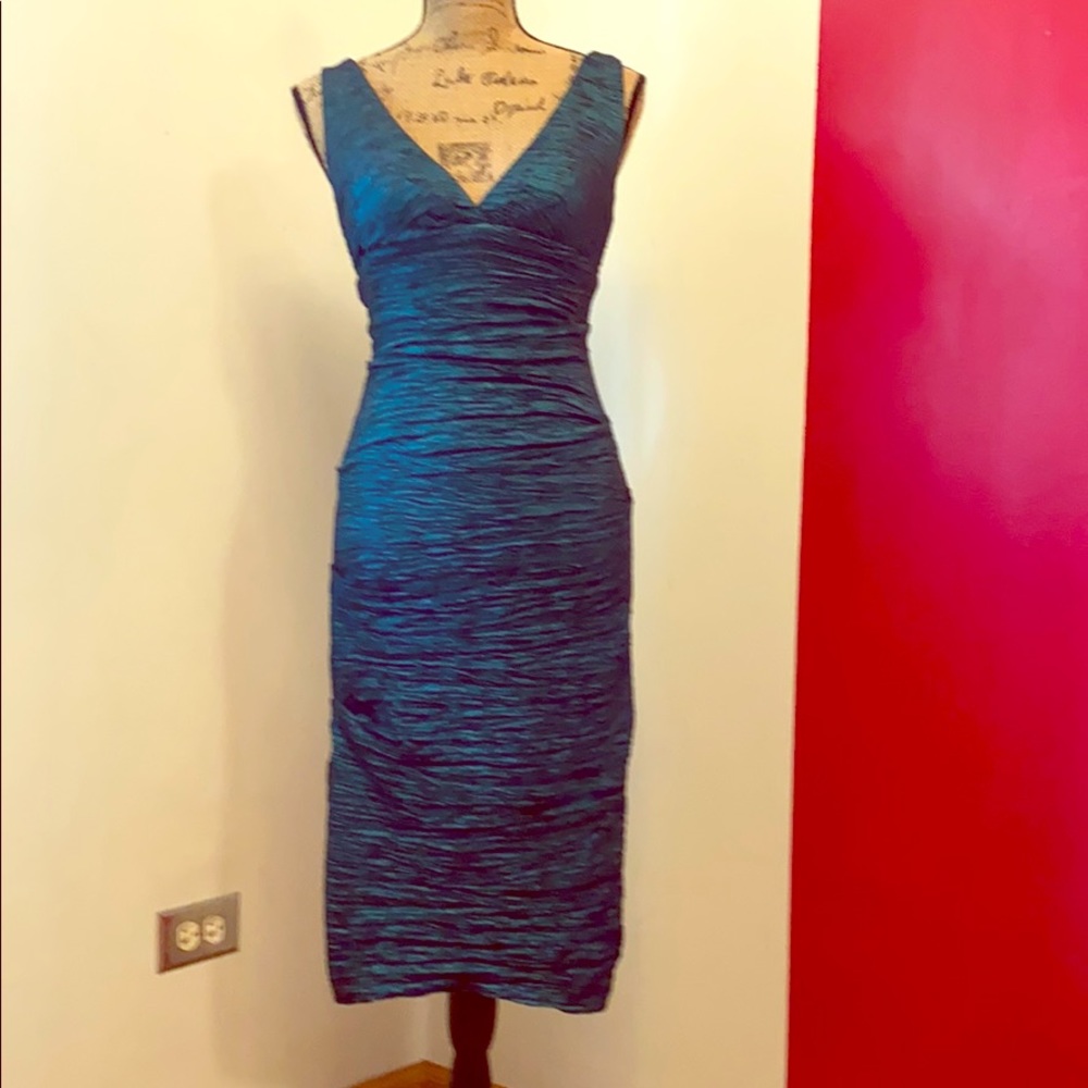 Emerald green V-neck cocktail dress